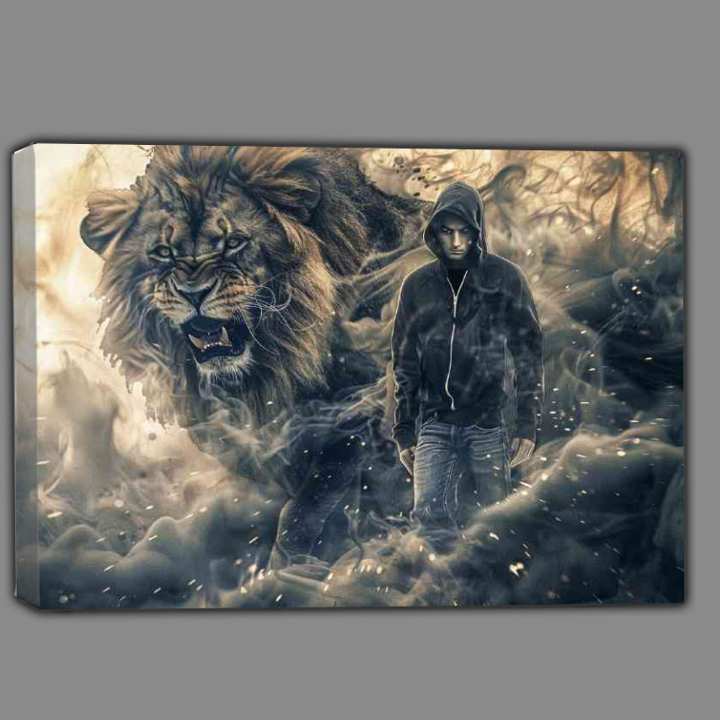 Buy Canvas : (The black hoodie and majestic lion)