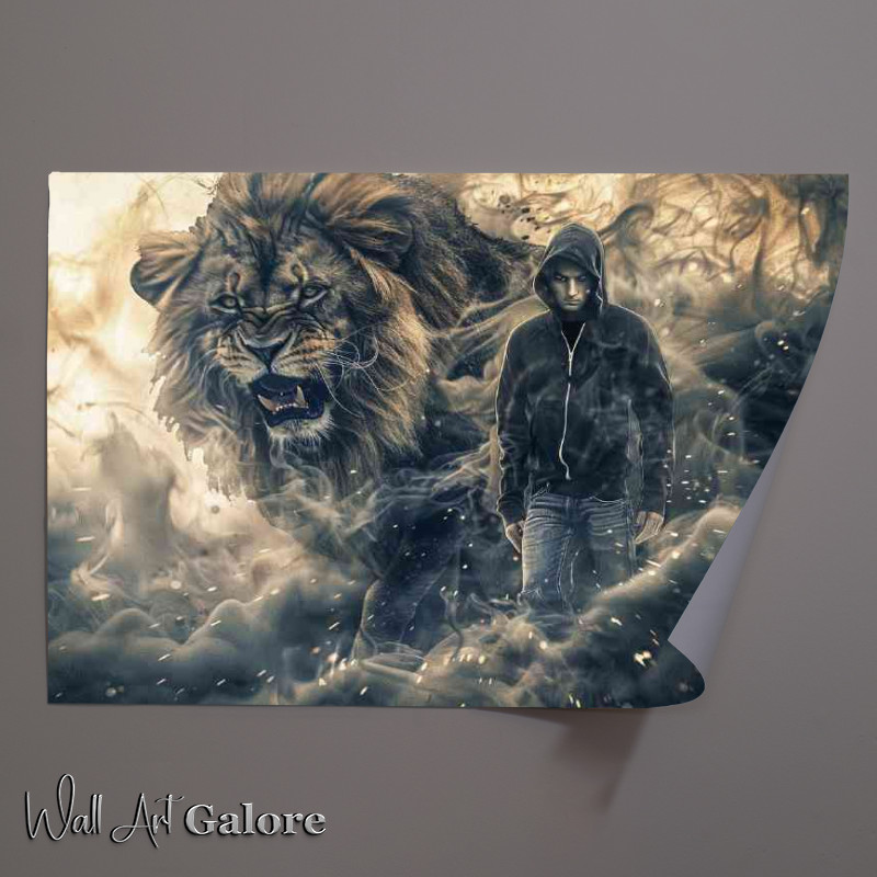 Buy Unframed Poster : (The black hoodie and majestic lion)