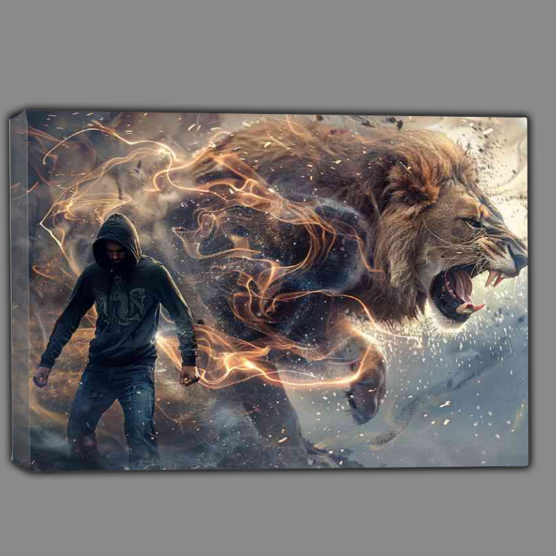 Buy Canvas : (The hoodie and great Lion roar)