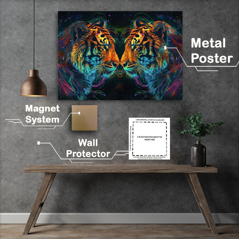 Buy Metal Poster : (Tiger heads facing each other)