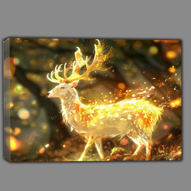 Buy Canvas : (White deer with glowing anterlers in woodland)