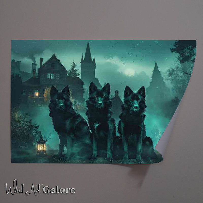 Buy Unframed Poster : (Wolflike dogs in fantasy grounds)