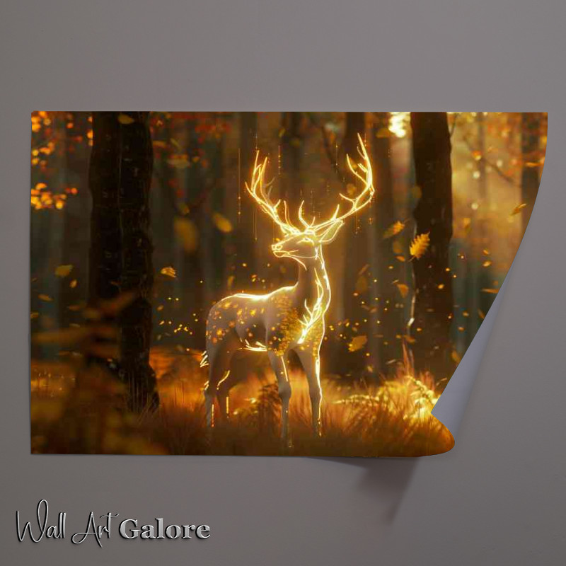 Buy Unframed Poster : (glowing deer anterlers in the woods)