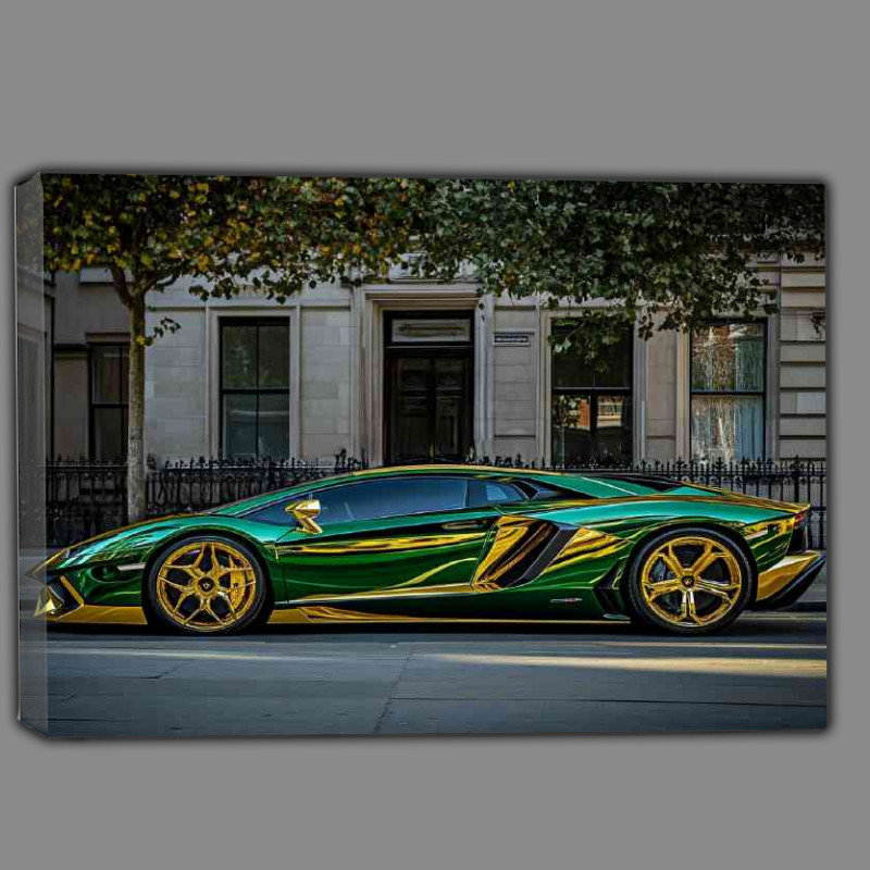 Buy Canvas : (Amazing metallic green Lambourghini)