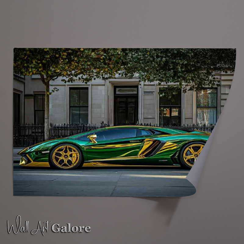 Buy Unframed Poster : (Amazing metallic green Lambourghini)
