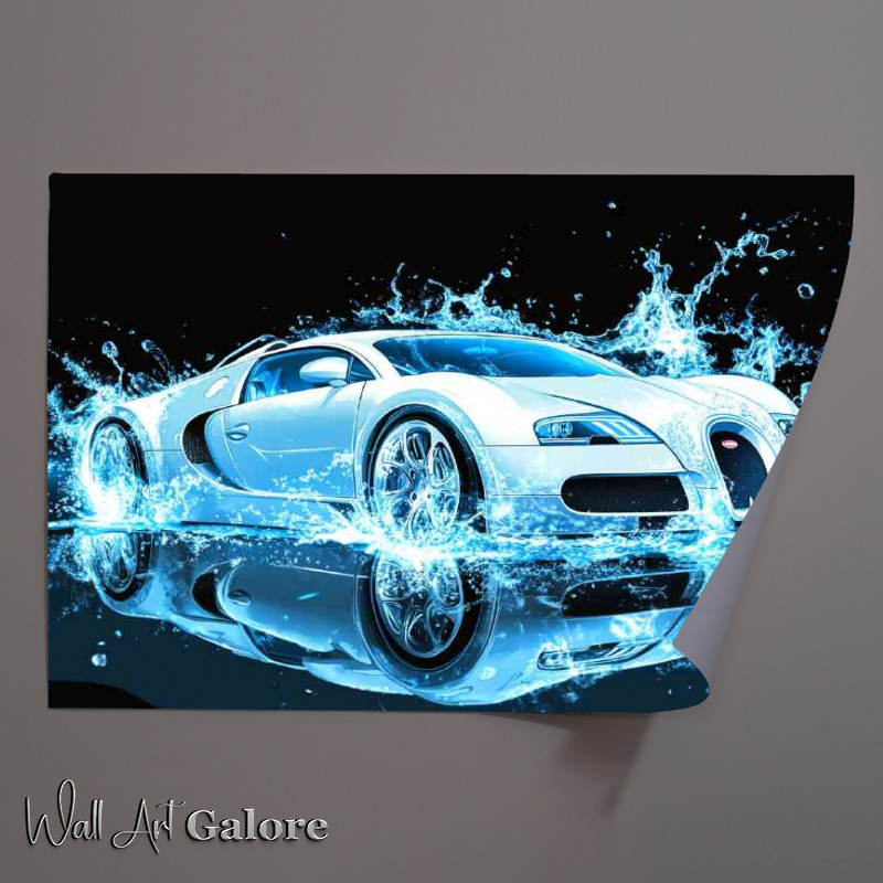 Buy Unframed Poster : (Bugatti Veyron in blue light splashes)