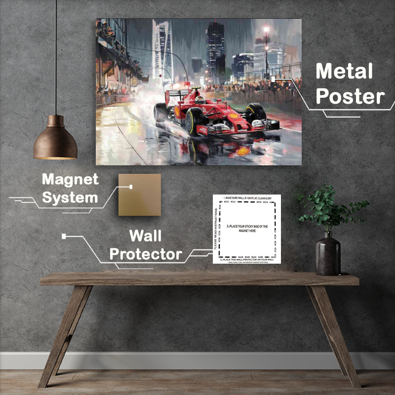 Buy Metal Poster : (Formula one painting street scene)