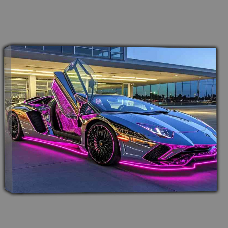 Buy Canvas : (Lamborghini Aventador with neon lights)