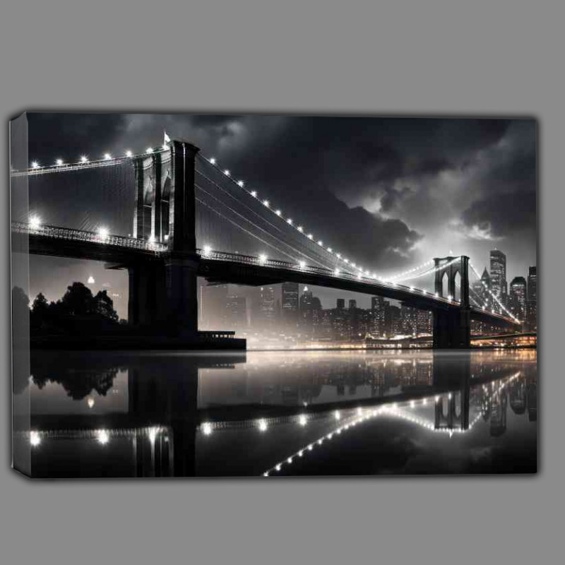 Buy Canvas : (Beautiful lights on the brooklyn bridge)
