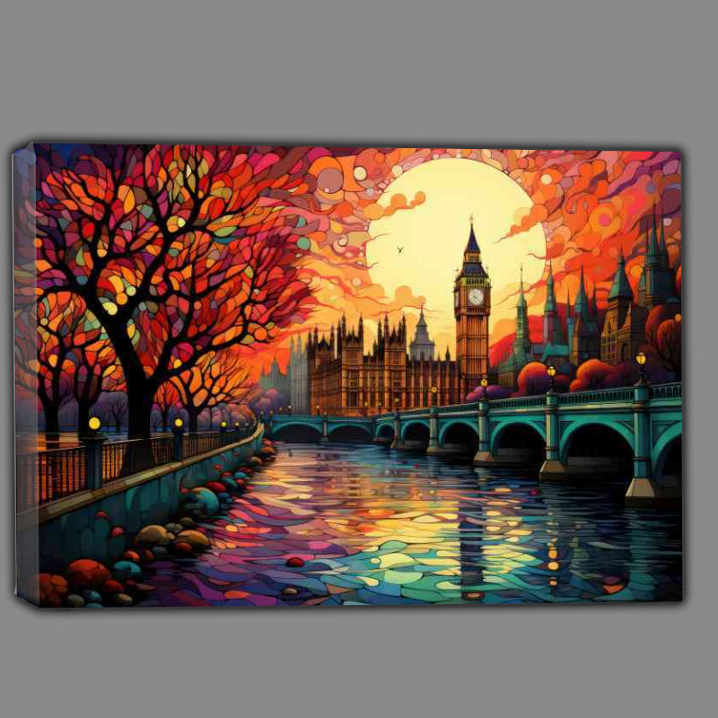 Buy Canvas : (Big ben hanging over an autumnal river London)