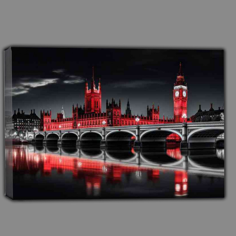 Buy Canvas : (Black white and red London city)