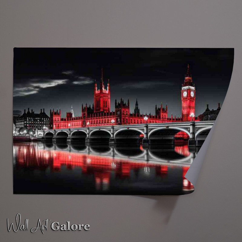 Buy Unframed Poster : (Black white and red London city)