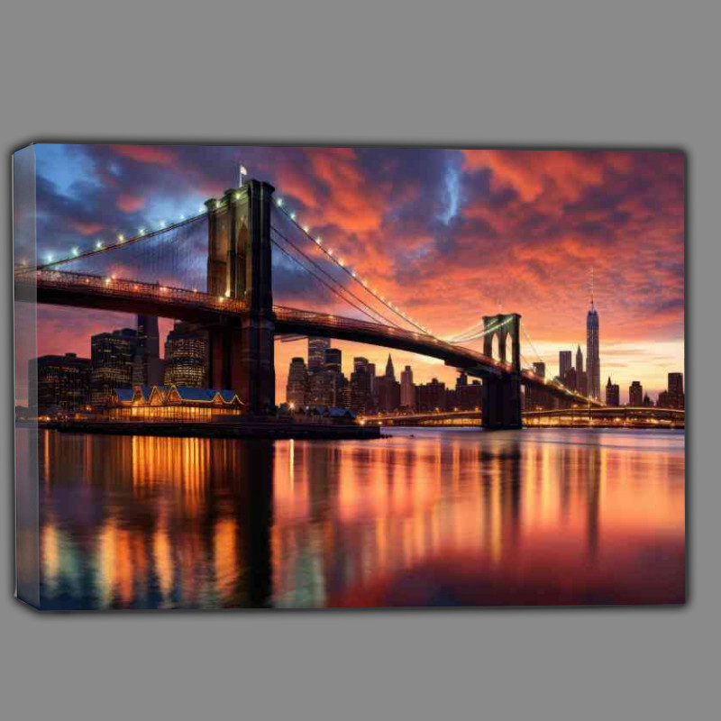 Buy Canvas : (Broklyn bridge view from the embankment)