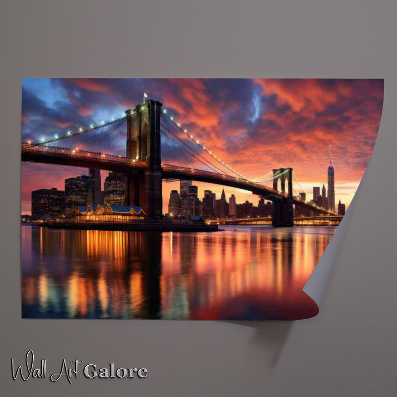 Buy Unframed Poster : (Broklyn bridge view from the embankment)