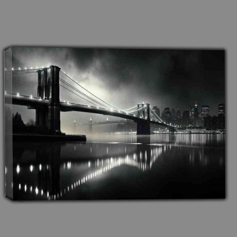 Buy Canvas : (City brooklyn bridge in black and white)