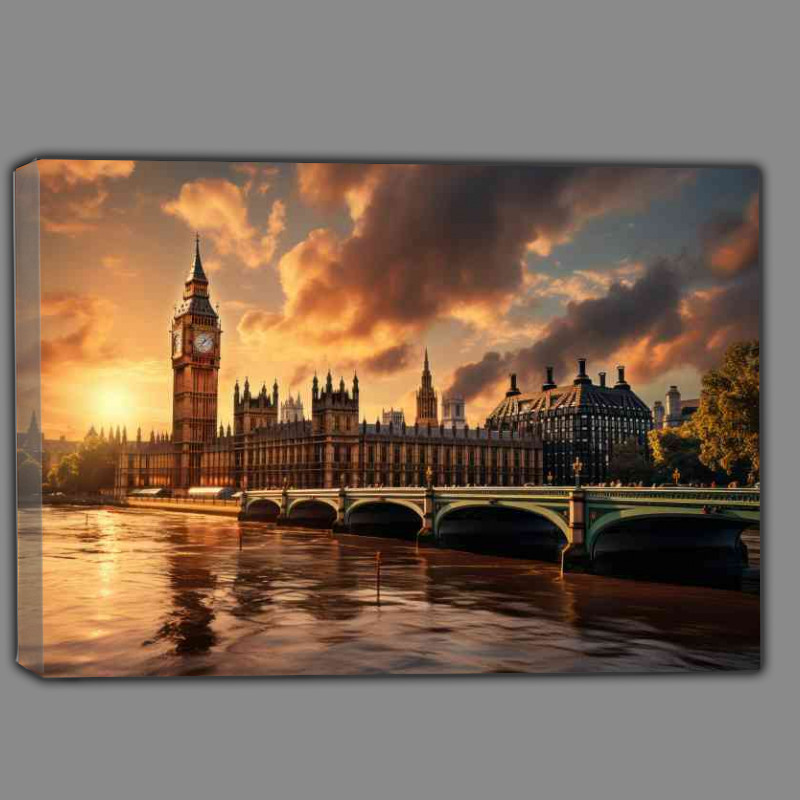 Buy Canvas : (London at sunset cloudy skies)