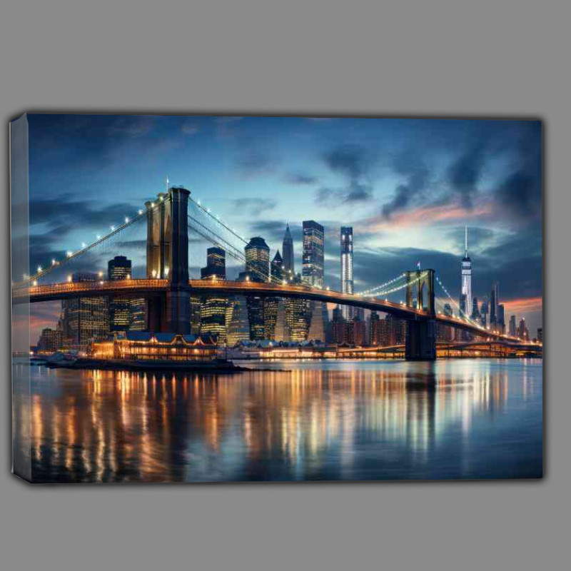 Buy Canvas : (Manhatten skyline bridge view)