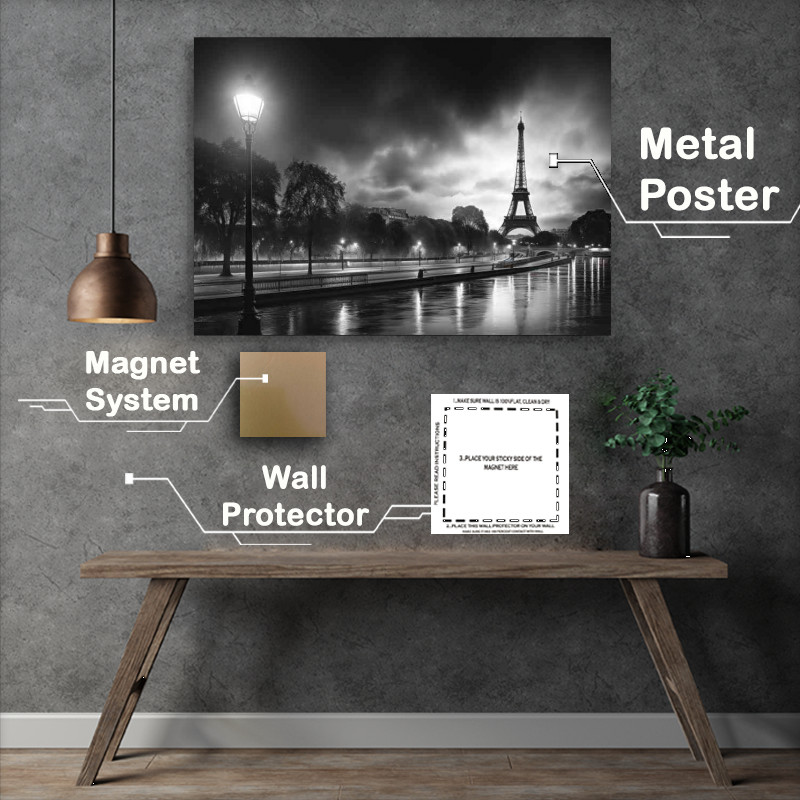 Buy Metal Poster : (Paris streets black and white)