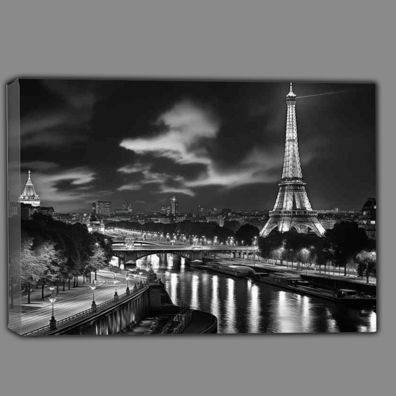 Buy Canvas : (Paris at night eiffel tower in lights)