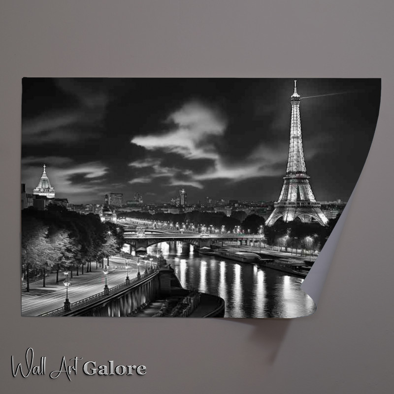 Buy Unframed Poster : (Paris at night eiffel tower in lights)