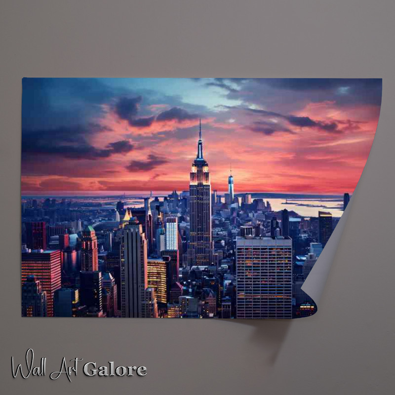 Buy Unframed Poster : (The empire state building in manhattan at sunrise)
