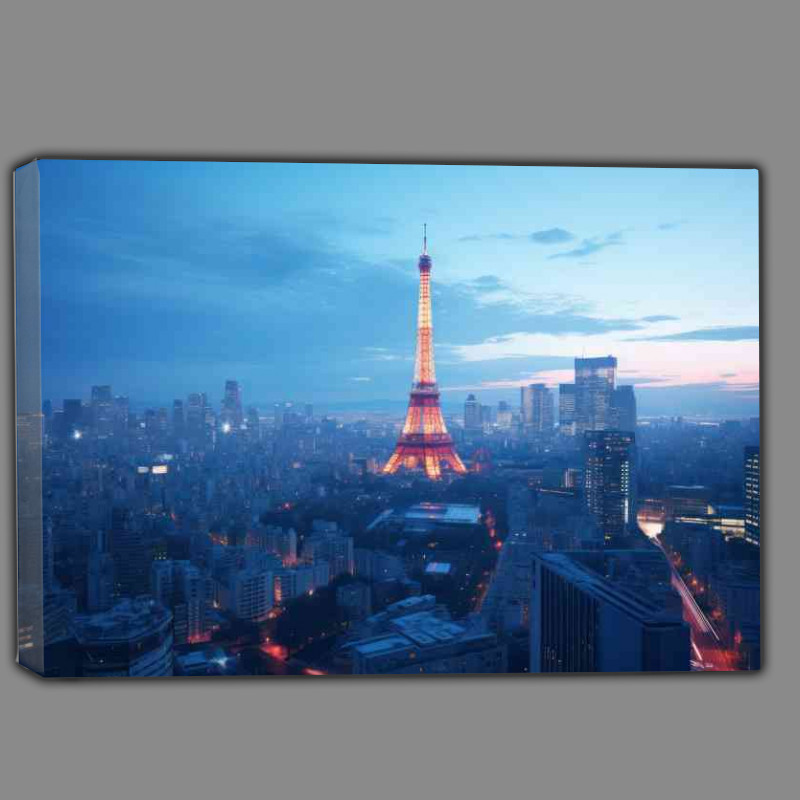 Buy Canvas : (Tokyo city skyline efiel tower mix)