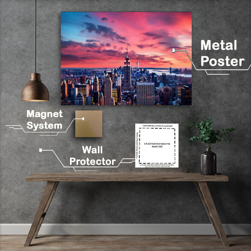 Buy Metal Poster : (West sice views of the empire state building)