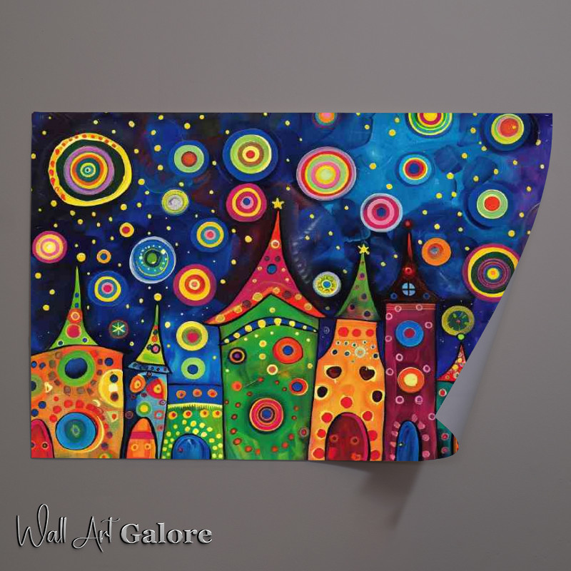 Buy Unframed Poster : (Circles and starry night in the village)