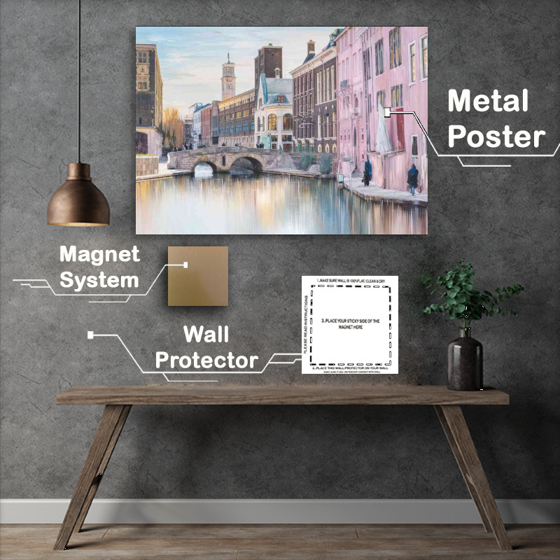 Buy Metal Poster : (Picturesque urban scene painting in europe)