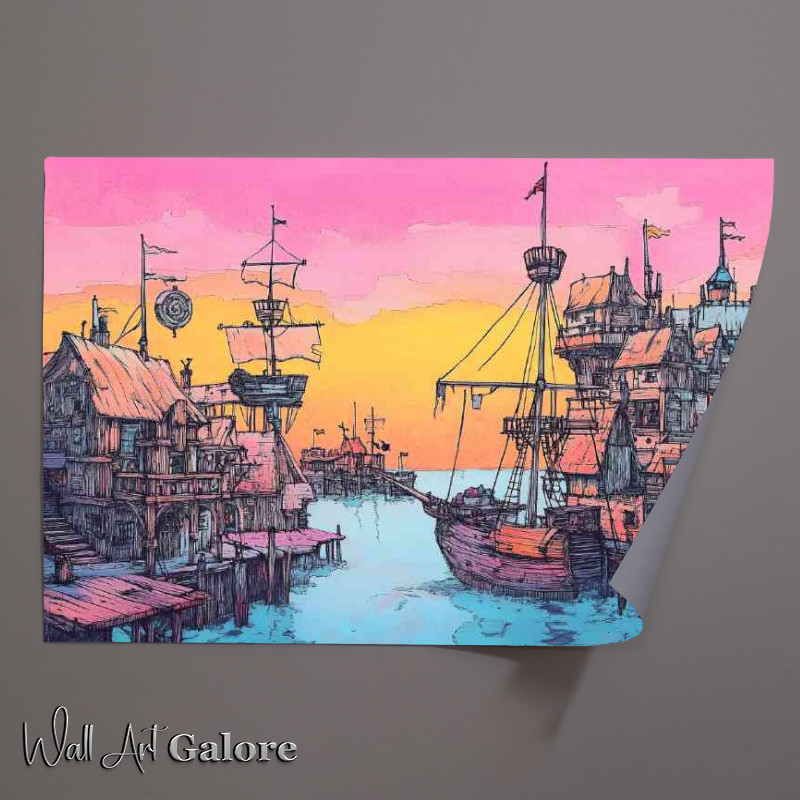 Buy Unframed Poster : (The whimsical pirate village)