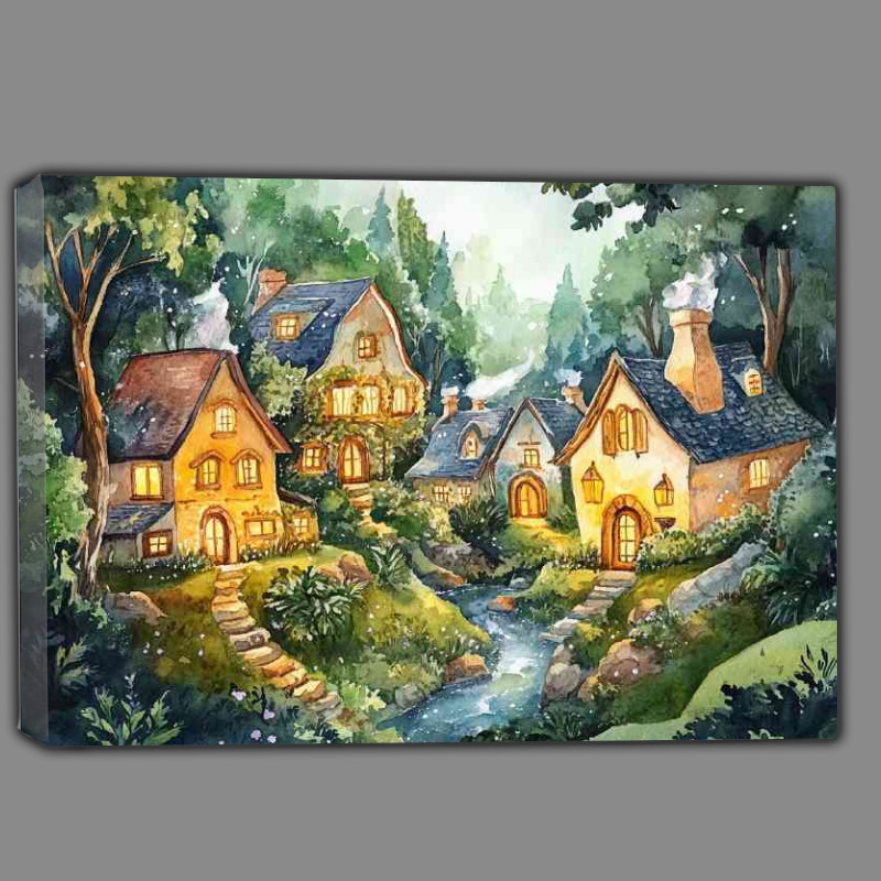 Buy Canvas : (Whimsical fairy tale village houses)