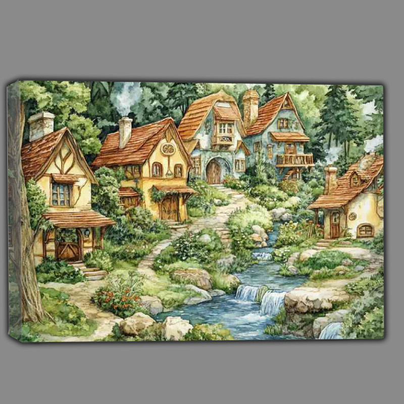 Buy Canvas : (Whimsical fairy village)