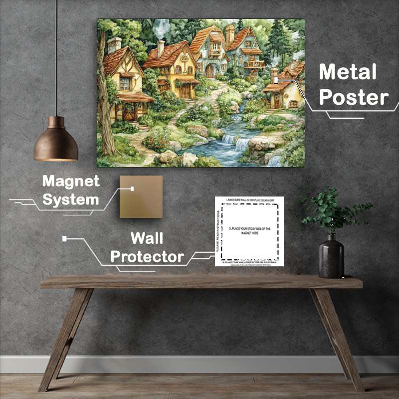 Buy Metal Poster : (Whimsical fairy village)