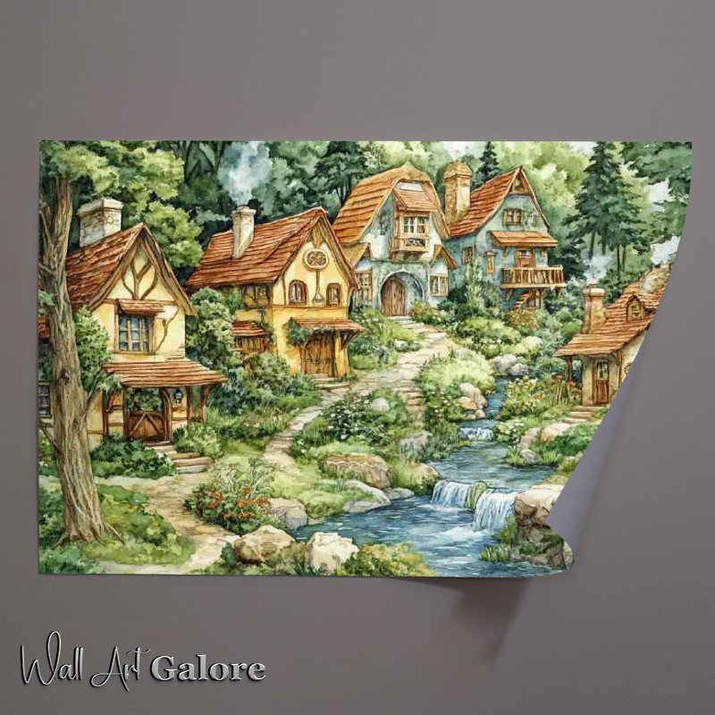 Buy Unframed Poster : (Whimsical fairy village)