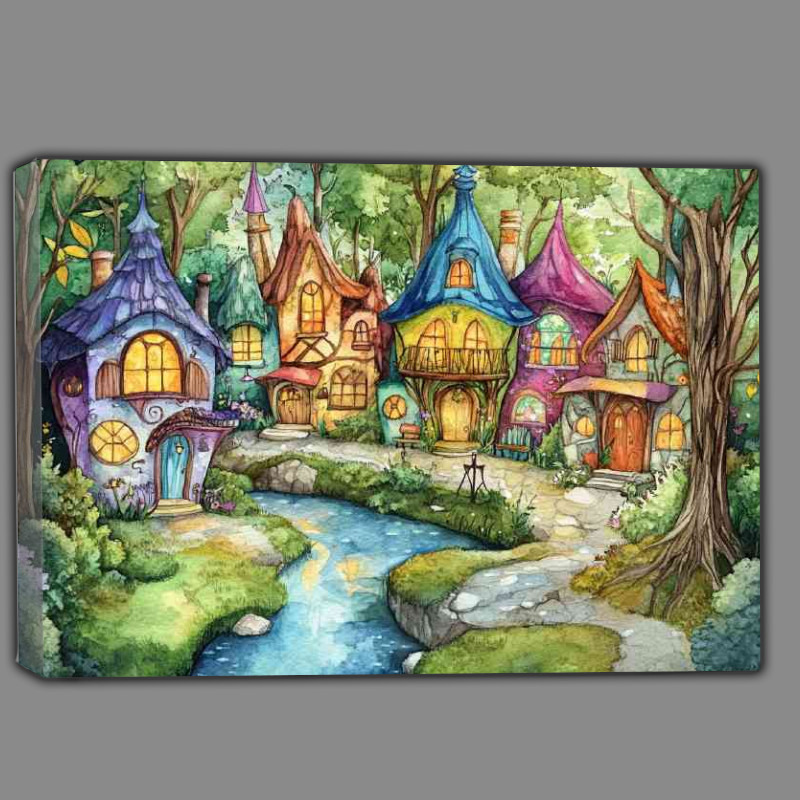 Buy Canvas : (Whimsical gnome village)