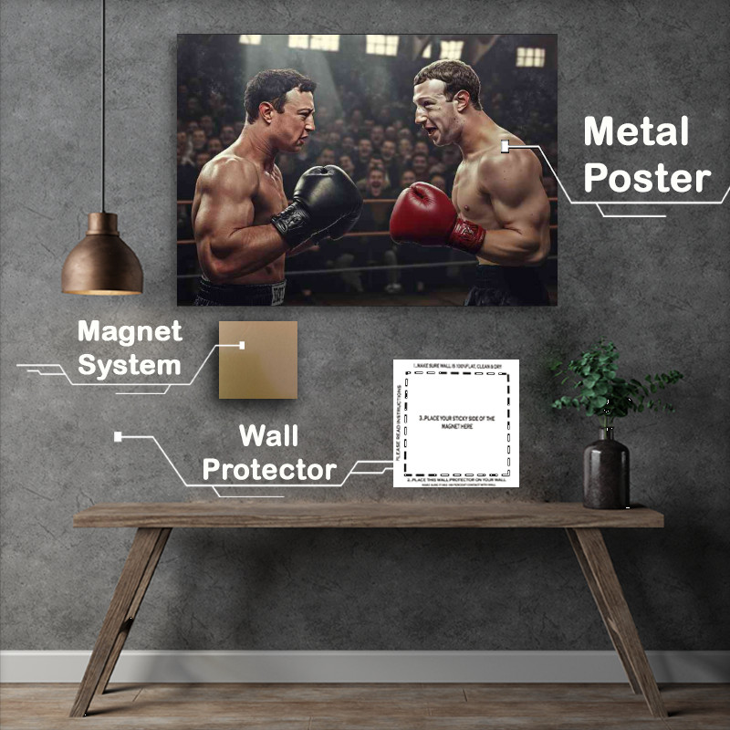 Buy Metal Poster : (Clash of the titans Elon Musk and Mark Zuckerberg)