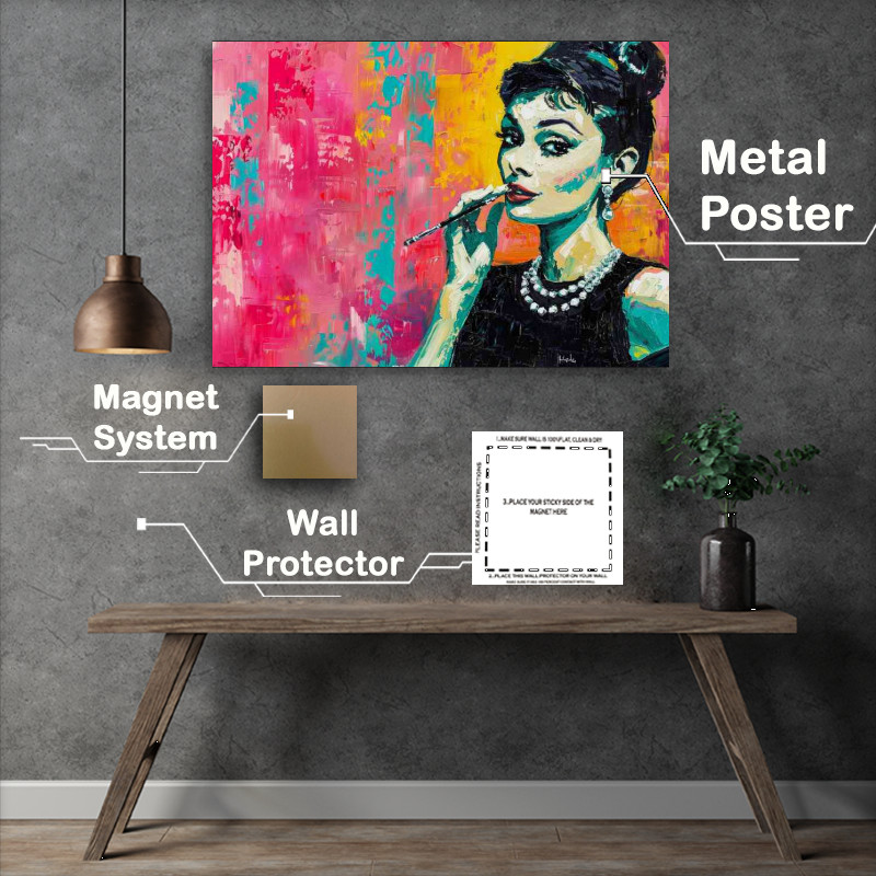 Buy Metal Poster : (The Famous black dress Audry Hepburn)