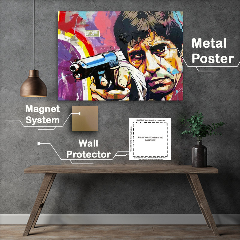 Buy Metal Poster : (A painting style of tony montana Scarface)