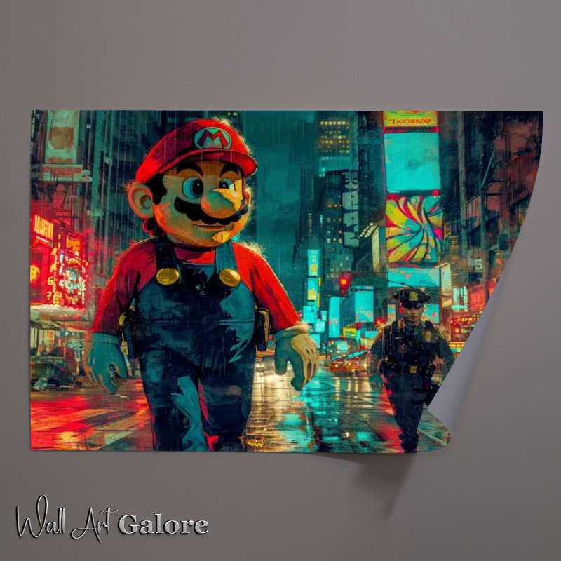 Buy Unframed Poster : (Mario and the police patroling the streets)