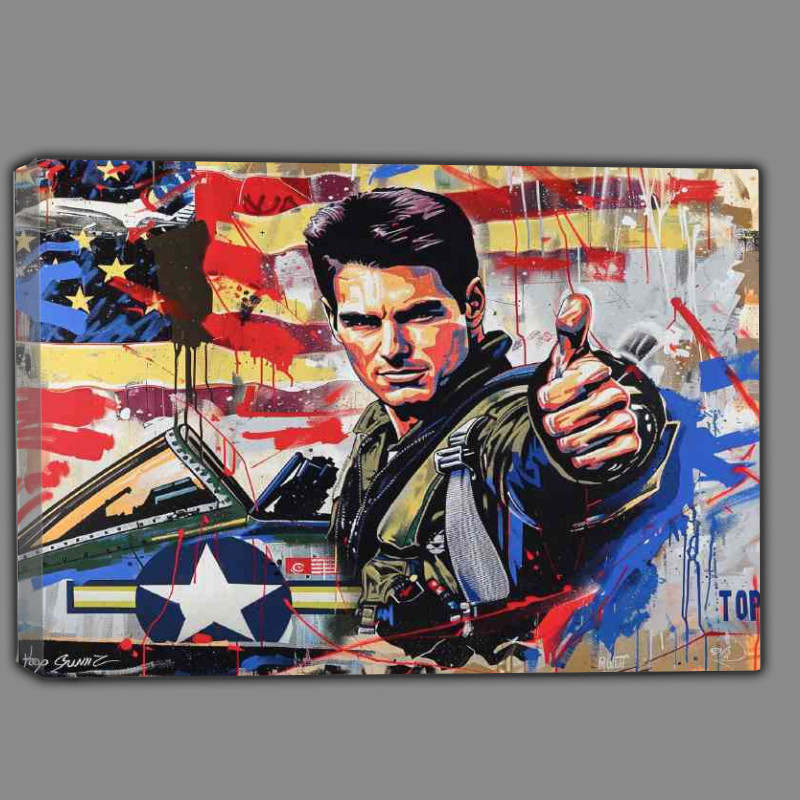 Buy Canvas : (Vibrant graffiti style tom cruise in airforse suit)