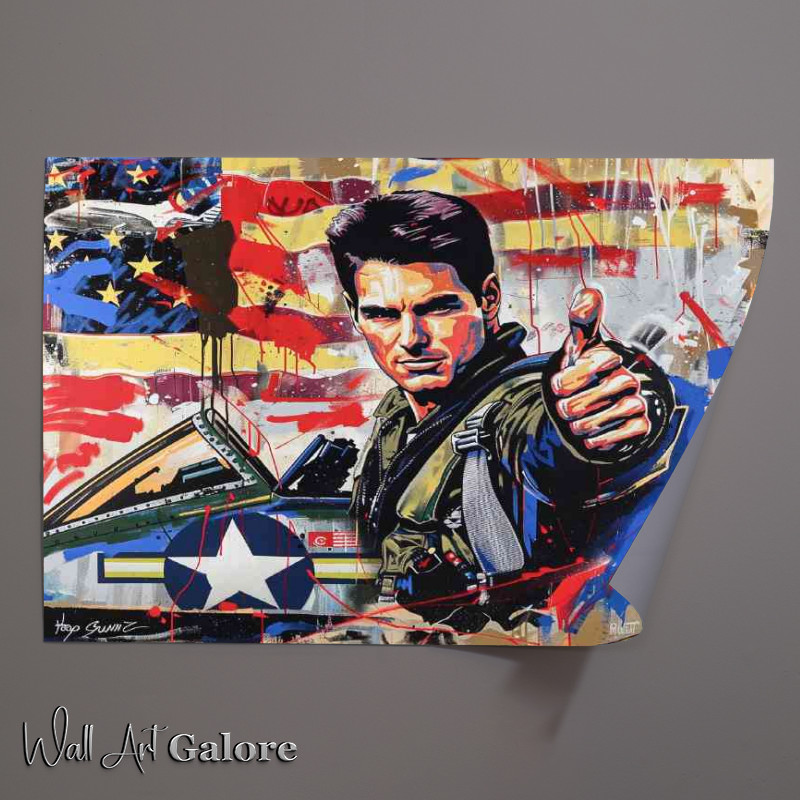 Buy Unframed Poster : (Vibrant graffiti style tom cruise in airforse suit)
