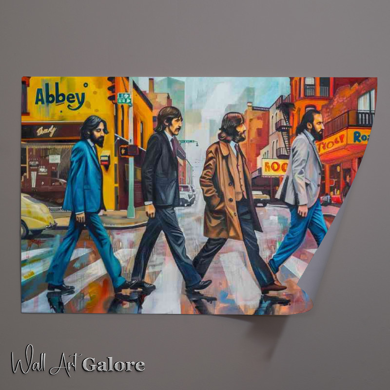 Buy Unframed Poster : (The Beatles walking on the street painted art)