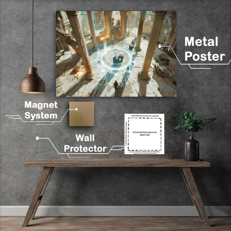 Buy Metal Poster : (Standing in the centre of an acent temple)