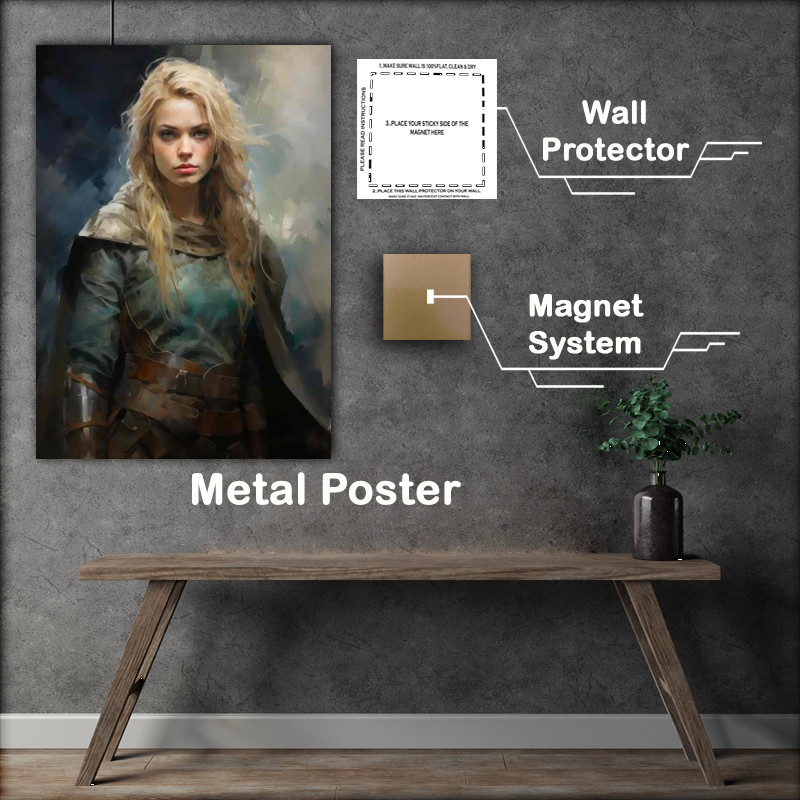 Buy Metal Poster : (The Golden Age of Norse viking woman fighting)