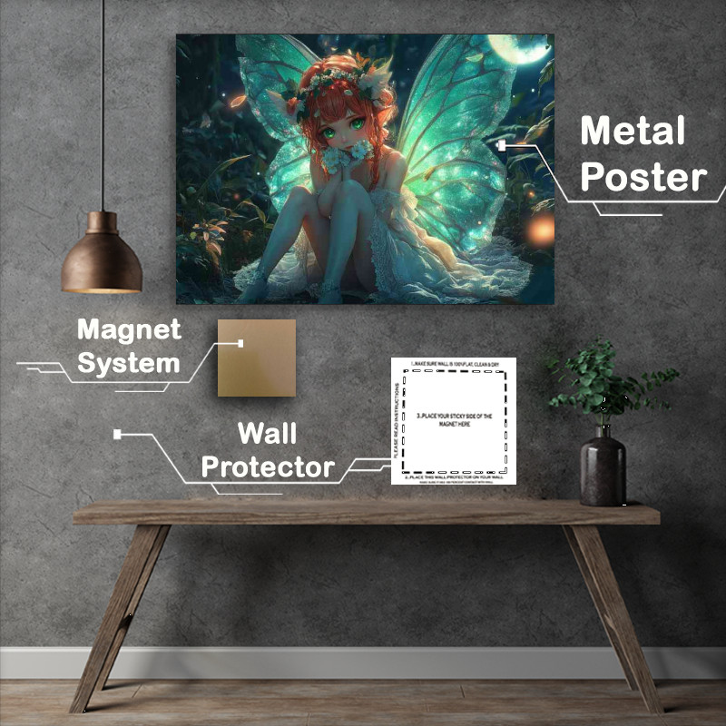 Buy Metal Poster : (Beautiful fairy with big iridescent wings)