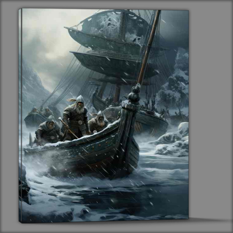 Buy Canvas : (The Ingenious Design of Norse Warships in battle)