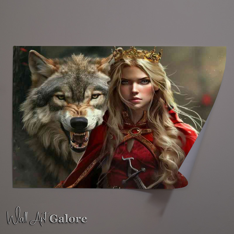 Buy Unframed Poster : (Blonde woman in red cloak and wolf)