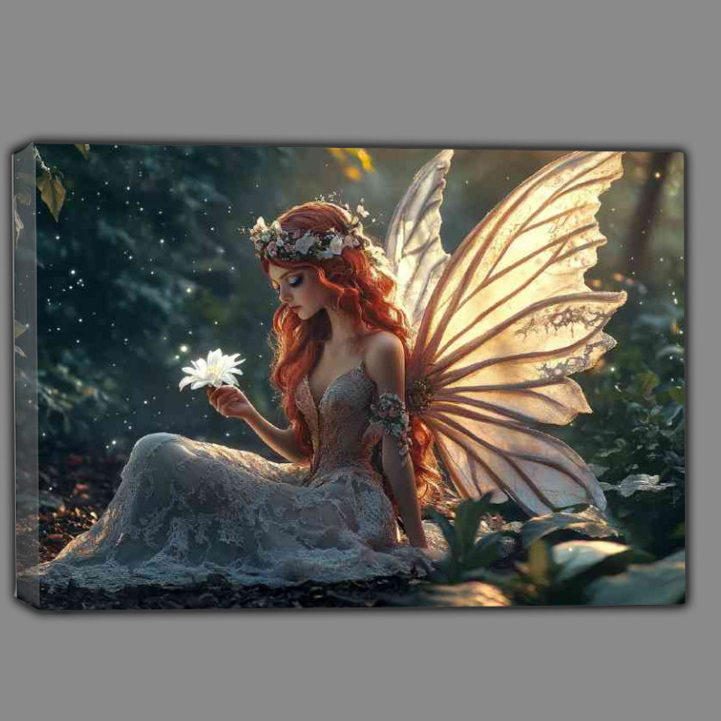Buy Canvas : (Fairy sitting in the woods with a flower)