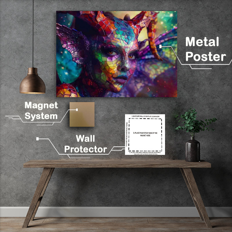 Buy Metal Poster : (Fairy woman with horns and dragon wings)