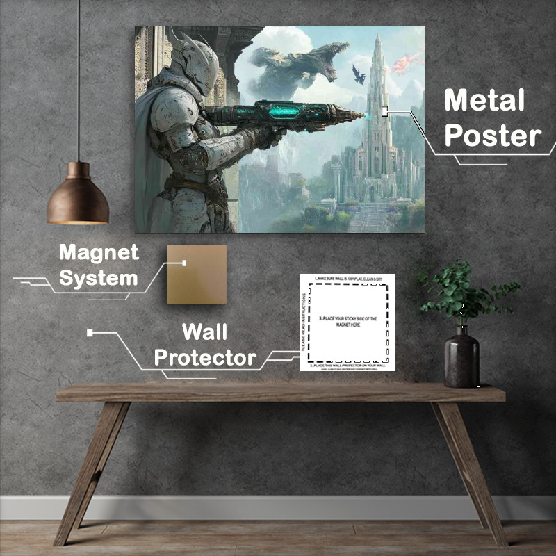 Buy Metal Poster : (Fantasy knight holding future wepon)